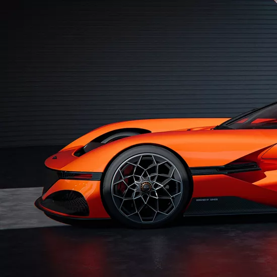 Side view of the X Gran concept vehicle's front half